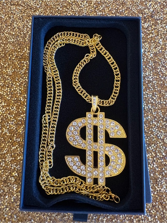 Luckycoin Other - Gold-Tone NWT Pavé Crystal Dollar Sign Pendant Necklace - Men Accessories